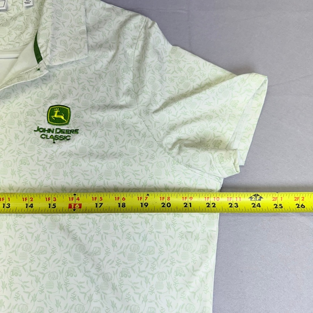 FootJoy Polo Shirt Men XL White Green John Deere Classic Farm Print Short Sleeve - Picture 6 of 10